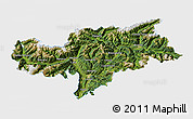 Satellite 3D Map of Bolzano, single color outside