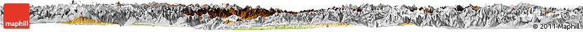 Physical Horizon Map of Bolzano, lighten, desaturated