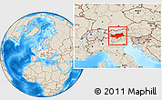 Shaded Relief Location Map of Bolzano