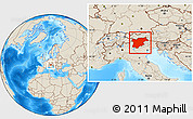 Shaded Relief Location Map of Trentino-Alto Adige