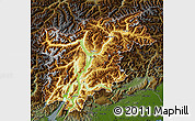 Physical Map of Trentino-Alto Adige, darken