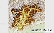 Physical Map of Trentino-Alto Adige, lighten