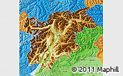 Physical Map of Trentino-Alto Adige, political shades outside
