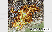 Physical Map of Trentino-Alto Adige, semi-desaturated
