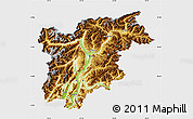 Physical Map of Trentino-Alto Adige, single color outside