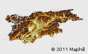 Physical Panoramic Map of Trentino-Alto Adige, single color outside