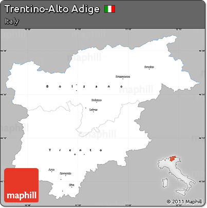 Gray Simple Map of Trentino-Alto Adige, single color outside