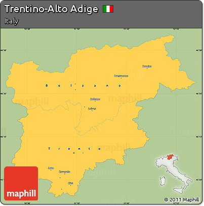 Savanna Style Simple Map of Trentino-Alto Adige, single color outside