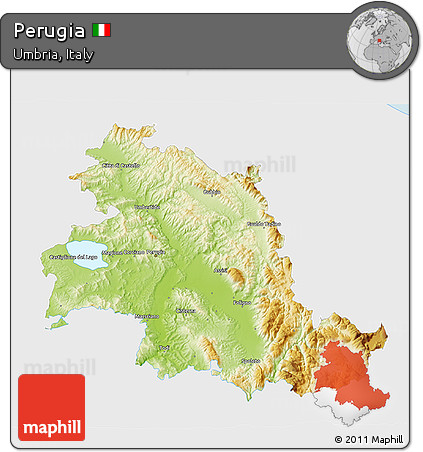 Physical 3D Map of Perugia, single color outside
