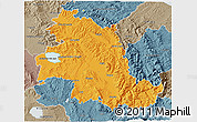 Political 3D Map of Perugia, semi-desaturated