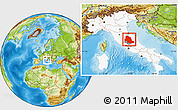 Physical Location Map of Perugia, highlighted country, highlighted parent region