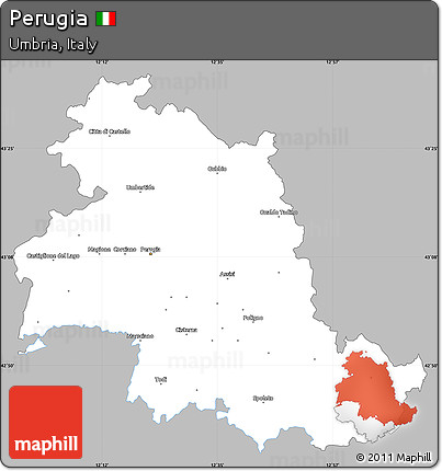 Gray Simple Map of Perugia, single color outside