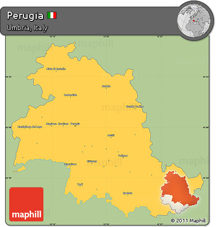 Savanna Style Simple Map of Perugia, single color outside