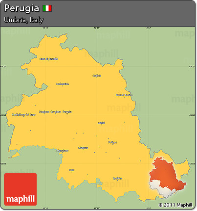 Savanna Style Simple Map of Perugia, single color outside