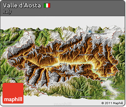 Physical 3D Map of Valle D'Aosta, satellite outside