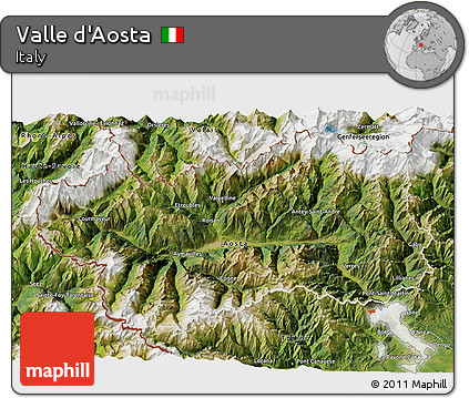 Satellite 3D Map of Valle D'Aosta