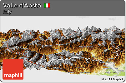 Physical Panoramic Map of Valle D'Aosta