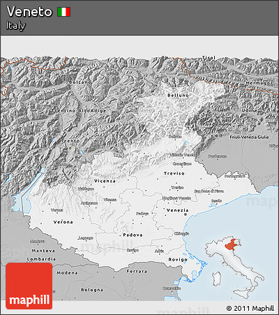 Gray 3D Map of Veneto