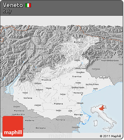 Gray 3D Map of Veneto