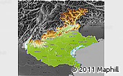 Physical 3D Map of Veneto, darken, desaturated