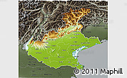 Physical 3D Map of Veneto, darken, semi-desaturated