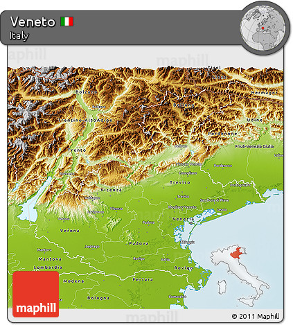 Physical 3D Map of Veneto