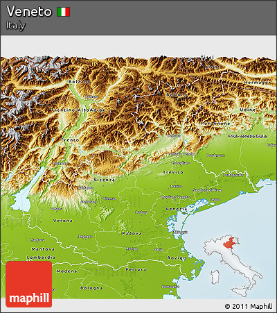 Physical 3D Map of Veneto