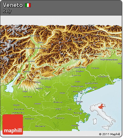 Physical 3D Map of Veneto