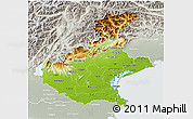 Physical 3D Map of Veneto, lighten, semi-desaturated