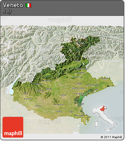 Satellite 3D Map of Veneto, lighten