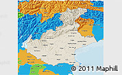 Shaded Relief 3D Map of Veneto, political outside