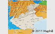 Shaded Relief 3D Map of Veneto, political shades outside