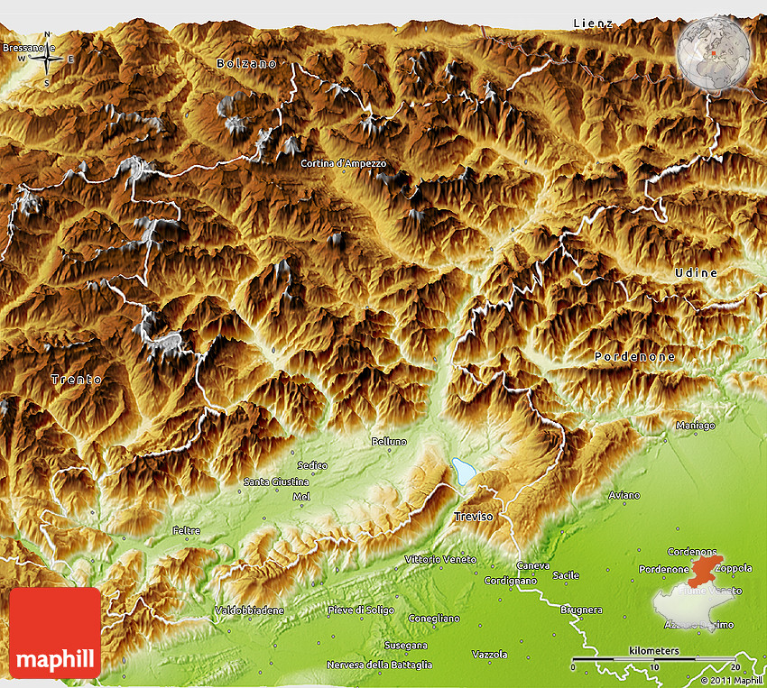 Physical 3D Map of Belluno