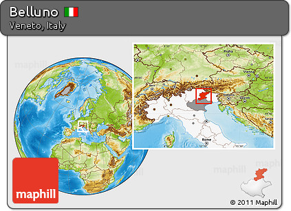 Physical Location Map of Belluno, highlighted country, highlighted parent region