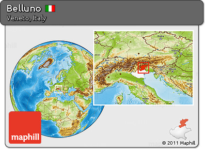 Physical Location Map of Belluno, highlighted parent region