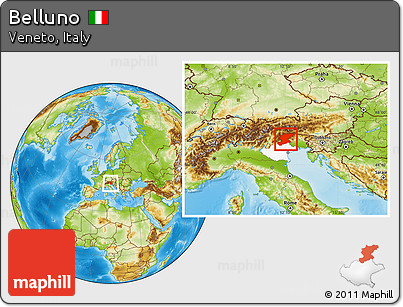 Physical Location Map of Belluno, highlighted parent region