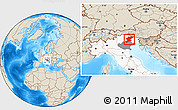 Shaded Relief Location Map of Belluno, highlighted country, highlighted parent region