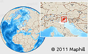 Shaded Relief Location Map of Belluno, highlighted parent region
