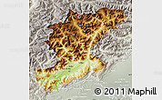 Physical Map of Belluno, lighten, semi-desaturated