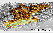 Physical Panoramic Map of Belluno, lighten, desaturated