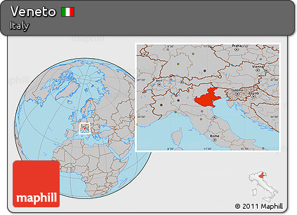 Gray Location Map of Veneto