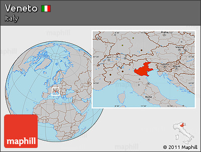 Gray Location Map of Veneto