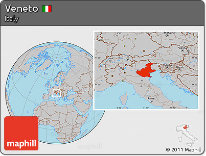 Gray Location Map of Veneto
