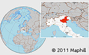 Gray Location Map of Veneto, highlighted country