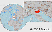 Gray Location Map of Veneto, hill shading