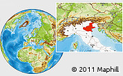 Physical Location Map of Veneto, highlighted country