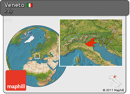 Satellite Location Map of Veneto