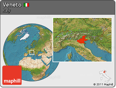 Satellite Location Map of Veneto