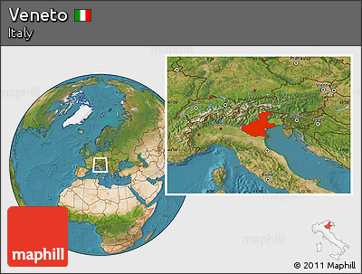 Satellite Location Map of Veneto