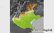 Physical Map of Veneto, darken, desaturated